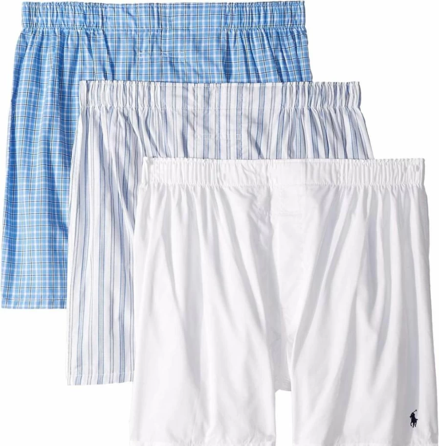 POLO RALPH LAUREN Men's Classic Fit Cotton Boxer Briefs 3-Pack - Soft Breathable Underwear Multipack