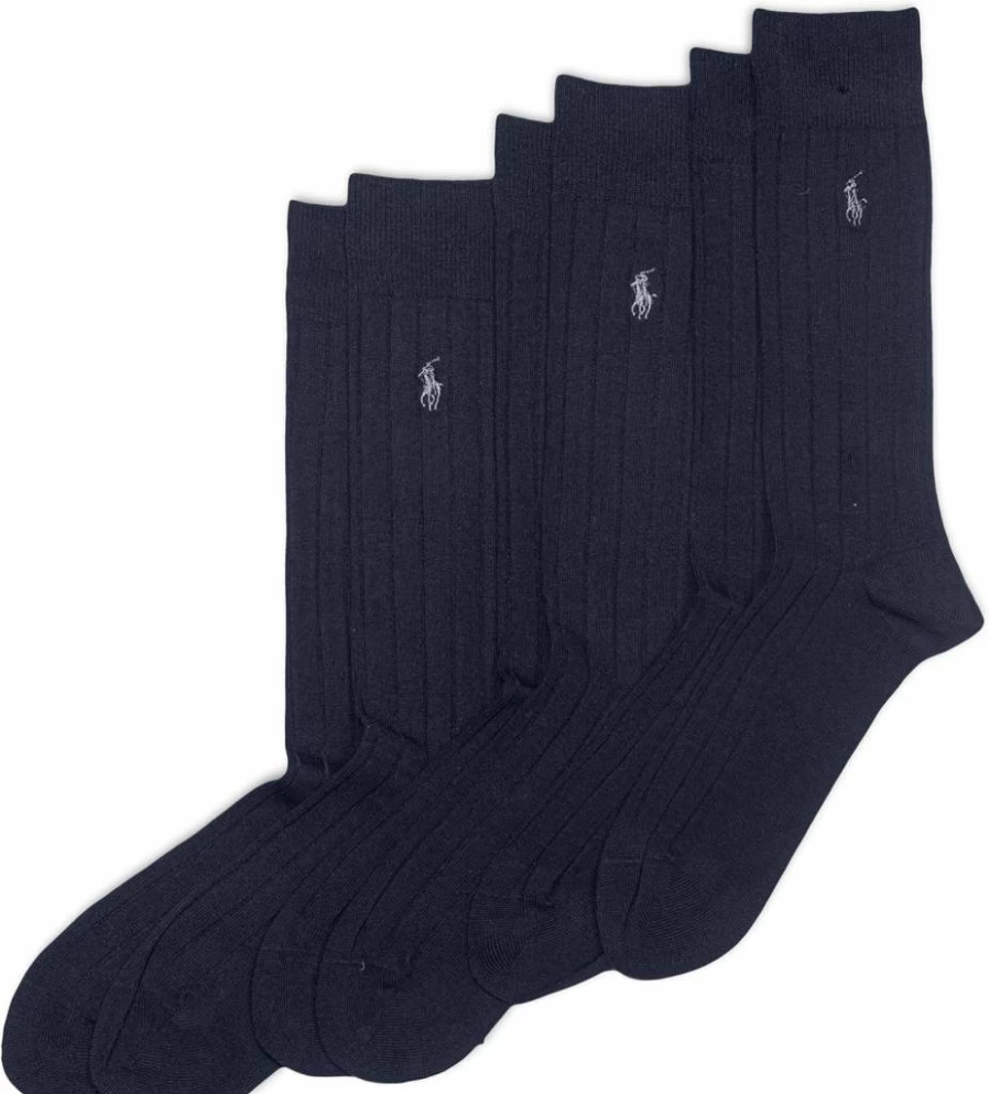 POLO RALPH LAUREN Men's Dress Socks 3-Pack - Soft Lightweight Cotton Crew Socks for Comfort & Style