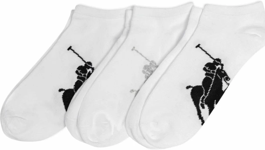 POLO RALPH LAUREN Men's Classic Big Pony Low Cut Socks 3-Pack - Soft Lightweight Cotton Crew Socks for Casual & Athletic Wear