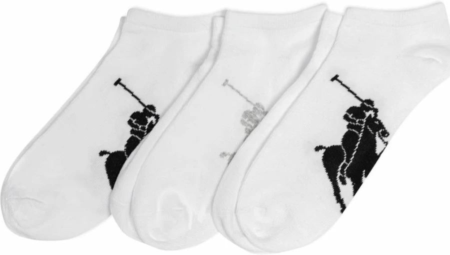POLO RALPH LAUREN Men's Classic Big Pony Low Cut Cotton Socks 3-Pack - Soft Lightweight Athletic Crew Socks for Casual Wear