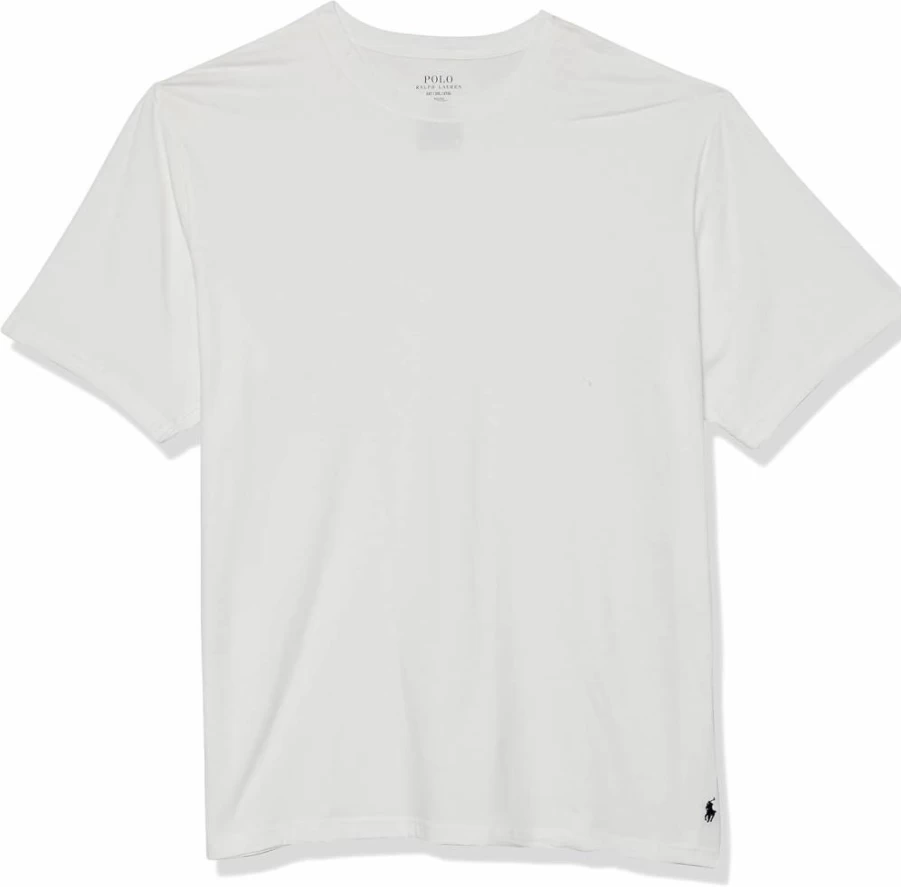 POLO Men's Big & Tall Classic Stretch Crew Neck T-Shirt, White & Cruise Navy, 2XL