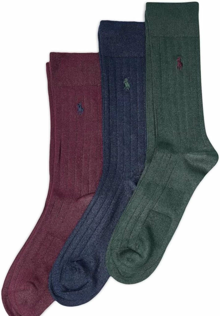 POLO RALPH LAUREN Men's Dress Socks 3-Pack - Super Soft Ribbed Crew Socks for Comfort & Style