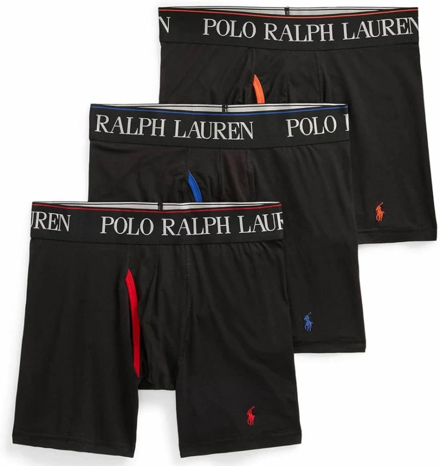 POLO RALPH LAUREN Men's 3-Pack Boxer Briefs with 4D Flex Cooling Technology - Microfiber Long Leg Underwear