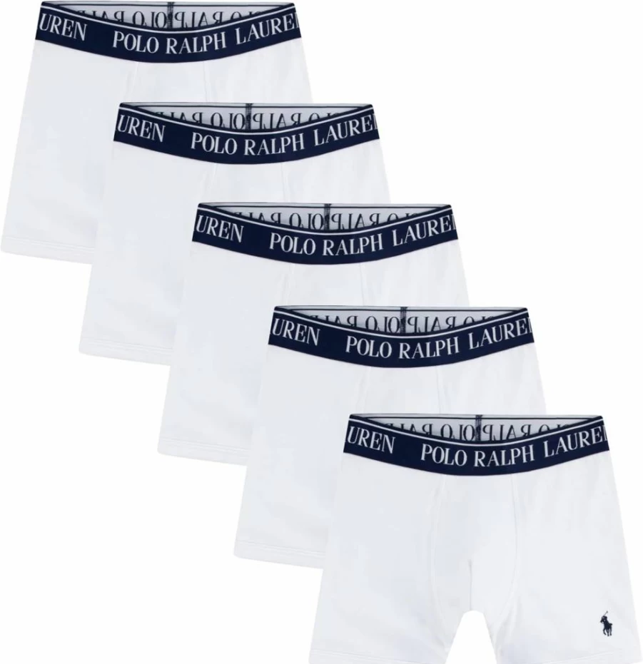 POLO RALPH LAUREN Boys' 5-Pack Cotton Boxer Briefs - Soft Underwear for Kids