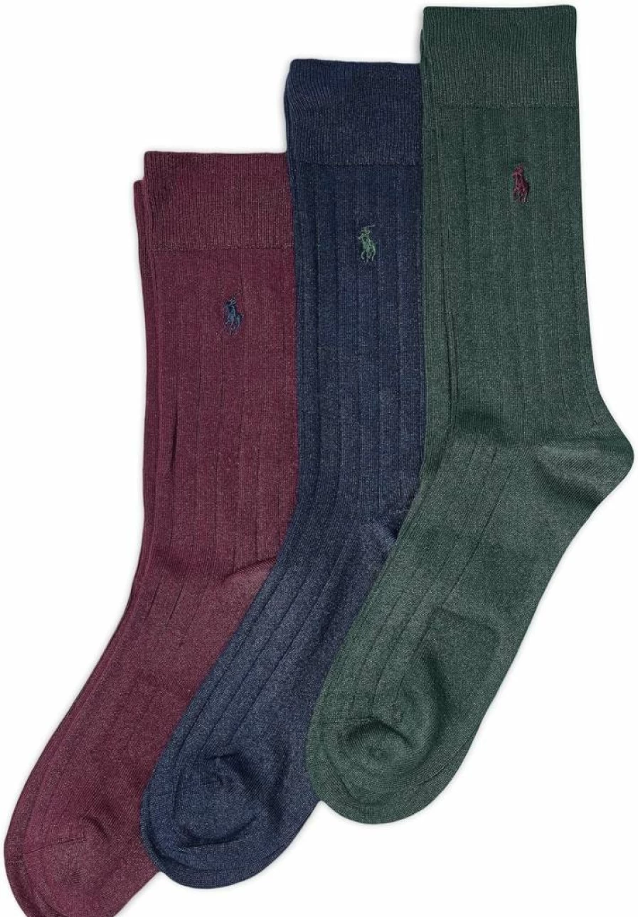 POLO RALPH LAUREN Men's Lightweight Ribbed Dress Socks - 3-Pack Crew Socks for Comfort & Style