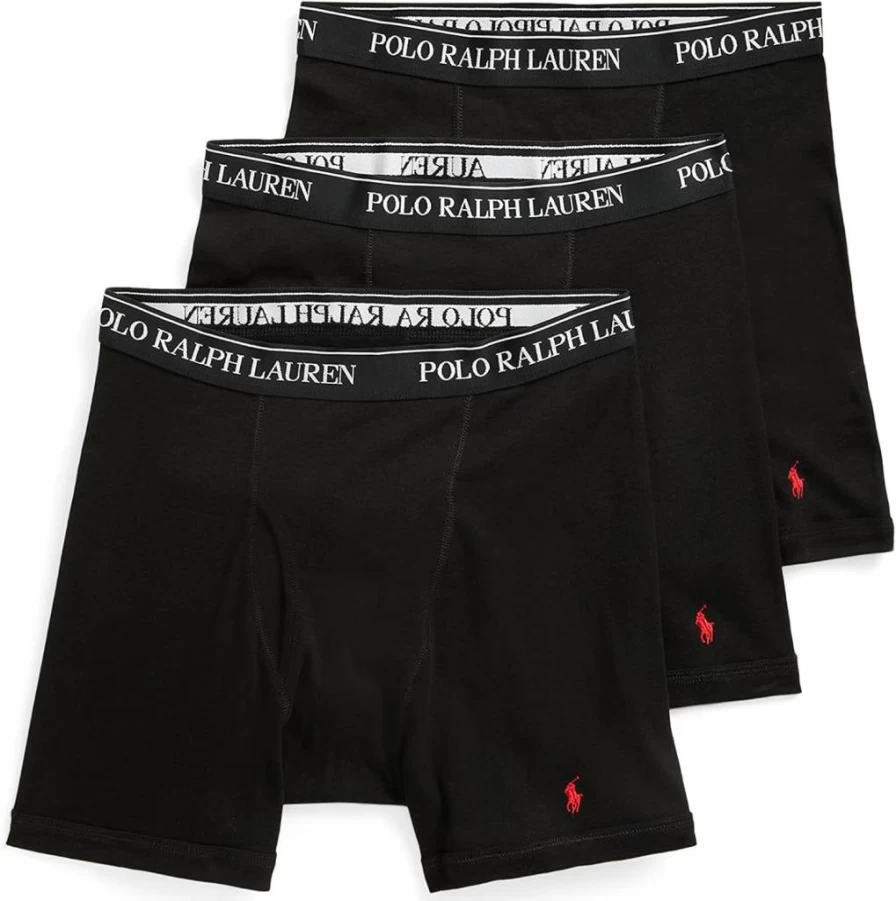 POLO RALPH LAUREN Men's Cotton Boxer Briefs 3-Pack - Classic Fit Trunks & Long Leg Underwear for Men