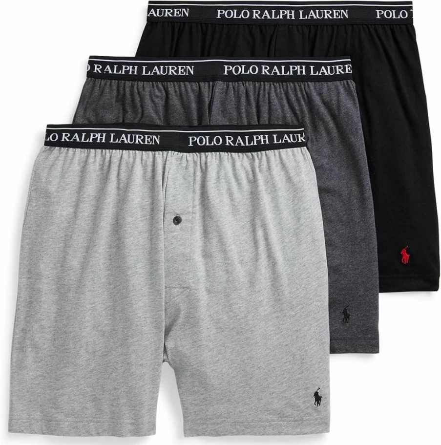 POLO RALPH LAUREN Men's Classic Fit Cotton Boxer Briefs 3-Pack - Soft Breathable Underwear Multipack