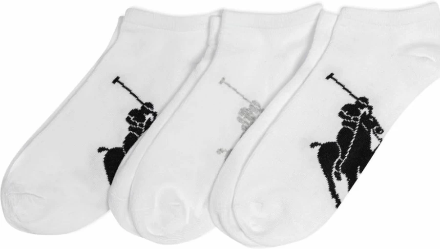POLO RALPH LAUREN Men's Classic Big Pony Low Cut Socks 3-Pack - Soft Lightweight Cotton Crew Socks for Casual Wear