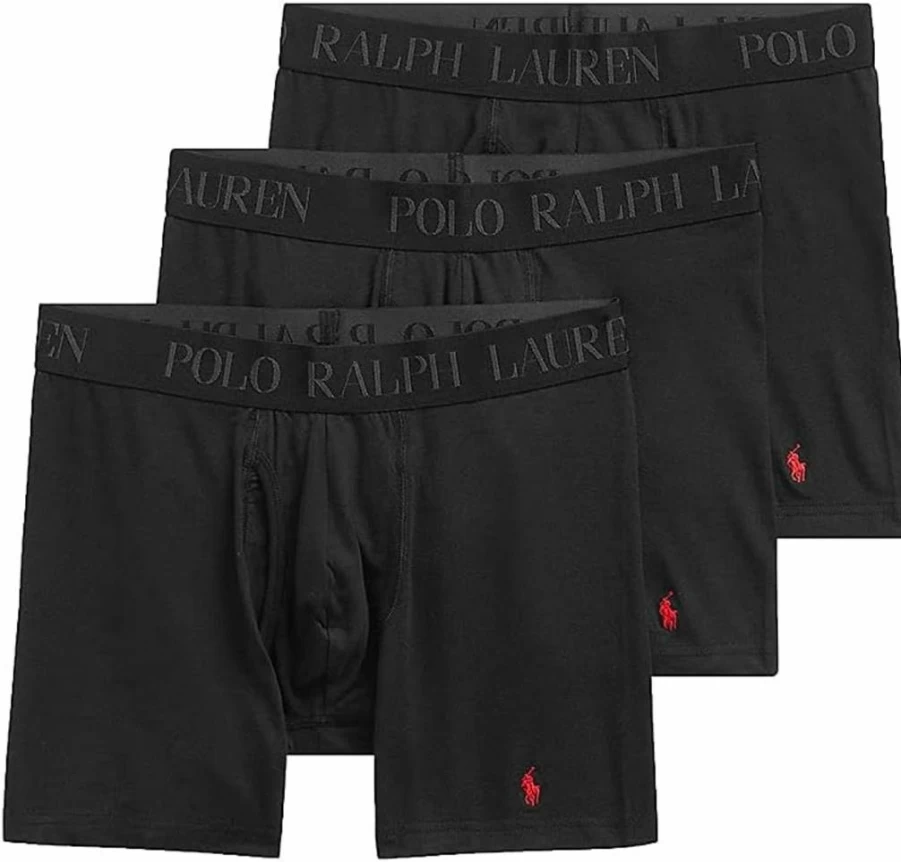 POLO RALPH LAUREN Men's 3-Pack Boxer Briefs - 4D Flex Cooling Cotton Modal Underwear Trunks