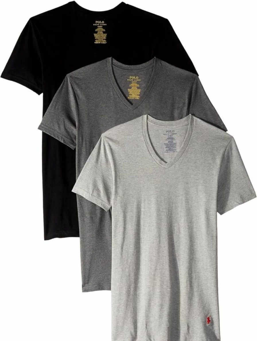 POLO Men's Classic Fit Cotton V-Neck Undershirts 3-Pack - Soft Breathable Comfort Undertops for Everyday Wear
