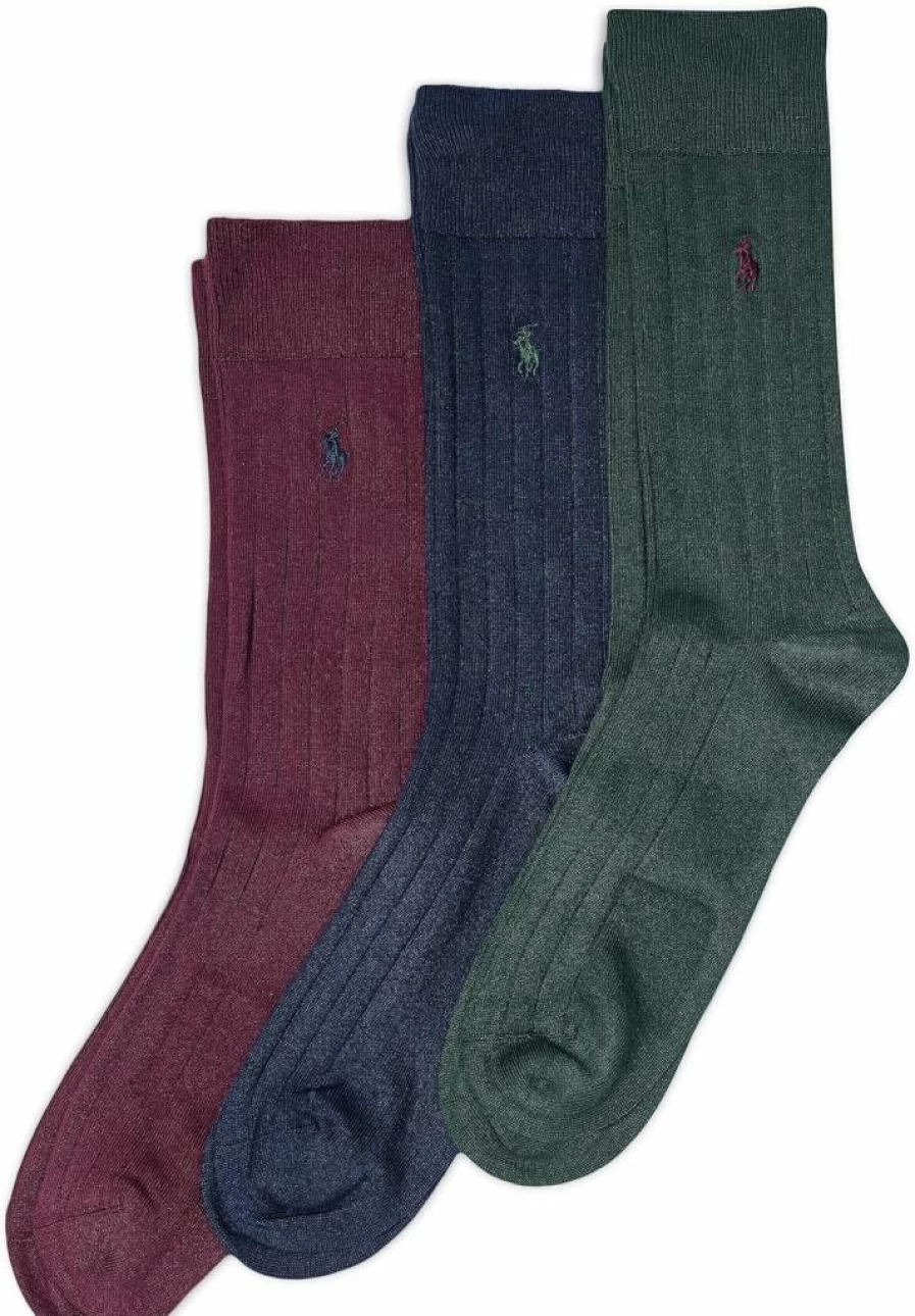 POLO RALPH LAUREN Men's Lightweight Ribbed Dress Crew Socks 3-Pack - Super Soft Comfort for Everyday Wear