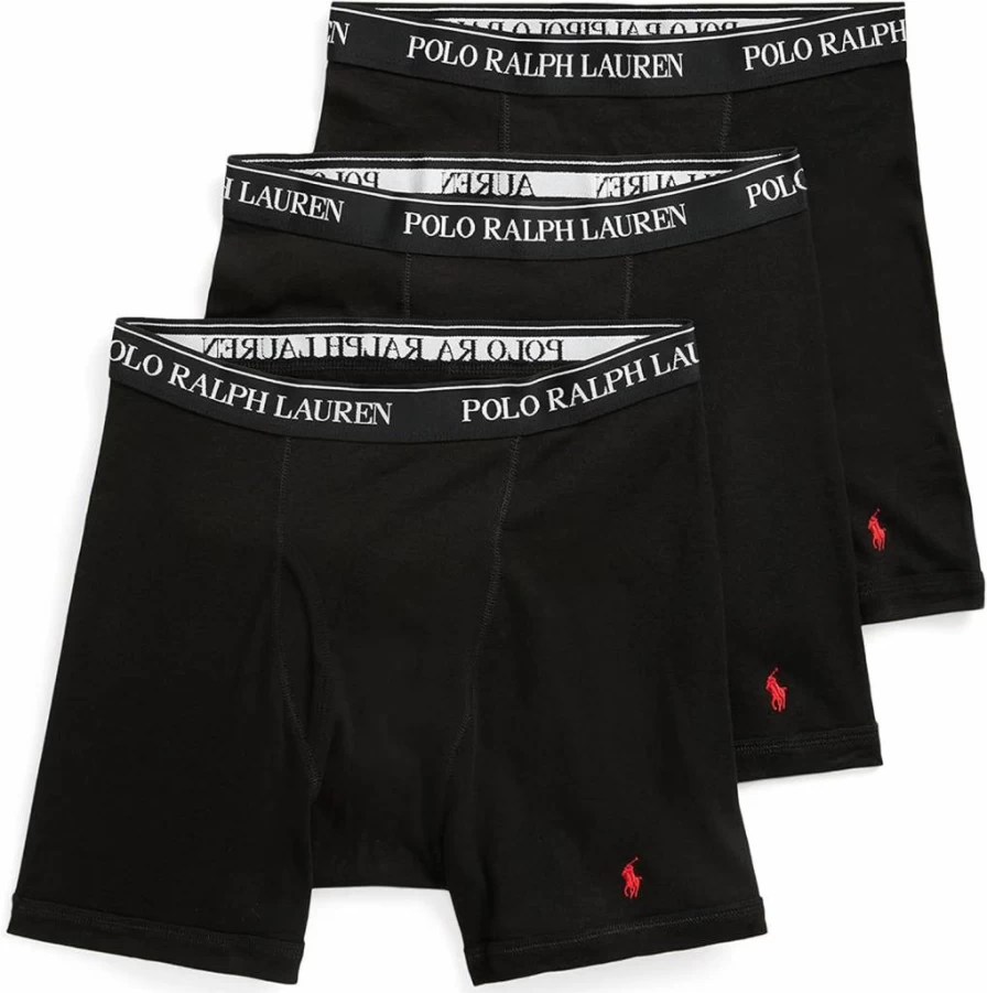 POLO RALPH LAUREN Men's Cotton Boxer Briefs 3-Pack - Classic Fit Trunks & Long Leg Underwear