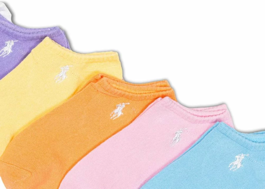 POLO RALPH LAUREN Girls' Classic Sport Socks 6-Pack - Low Cut Lightweight Cotton Crew Socks for Girls