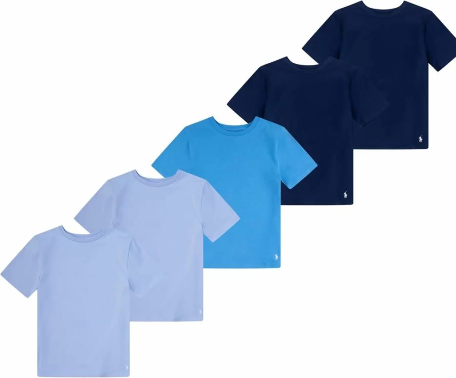 POLO RALPH LAUREN Boys' Cotton Multi-Pack Undershirts Short Sleeve Crew Neck Tee Shirts