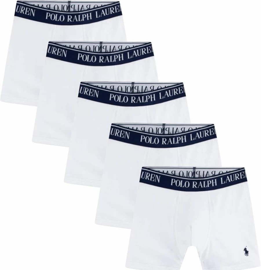 POLO RALPH LAUREN Boys' 5-Pack Cotton Boxer Briefs - Soft Underwear for Kids