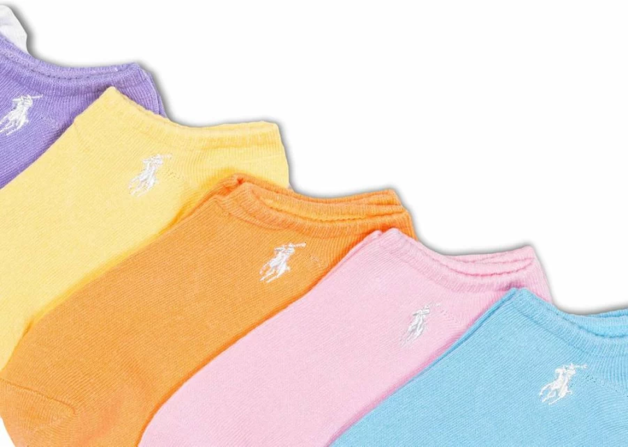 POLO RALPH LAUREN Girls' Cotton Low Cut Socks 6-Pack - Classic Sport Lightweight Comfort Athletic Ankle Socks for Kids