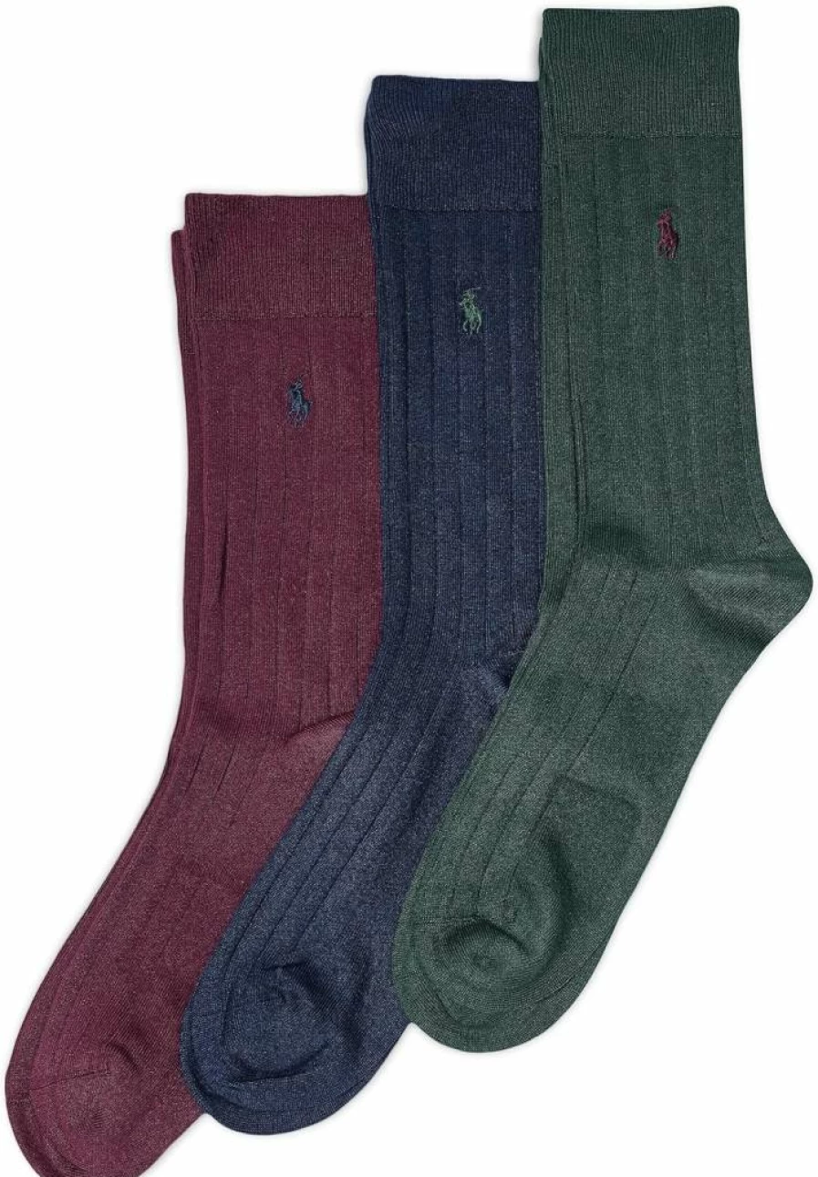 POLO RALPH LAUREN Men's Lightweight Ribbed Dress Crew Socks - 3-Pack Super Soft Comfortable Casual Socks