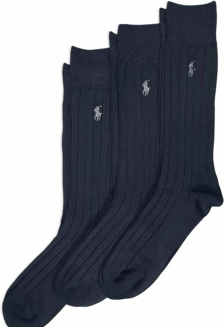 POLO RALPH LAUREN Men's Lightweight Ribbed Dress Crew Socks - 3-Pack Super Soft Comfortable Casual Socks