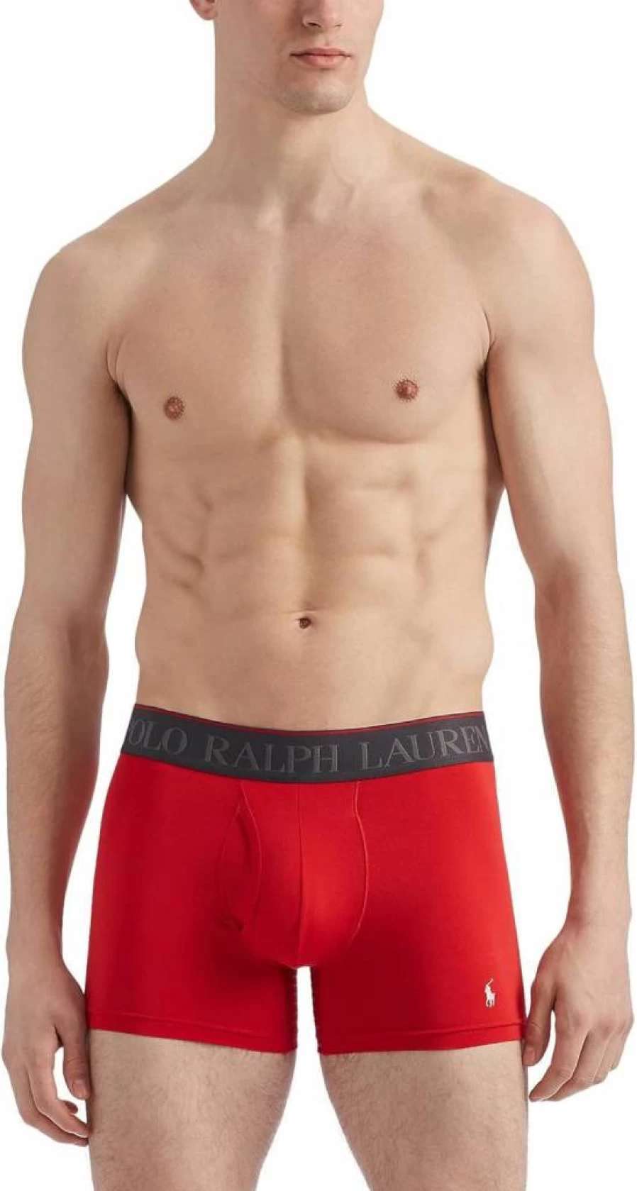 POLO Ralph Lauren Men's 4D Flex Performance Boxer Briefs - Moisture Wicking, Breathable Underwear (Red/White, Black/White, Grey/White, Large)