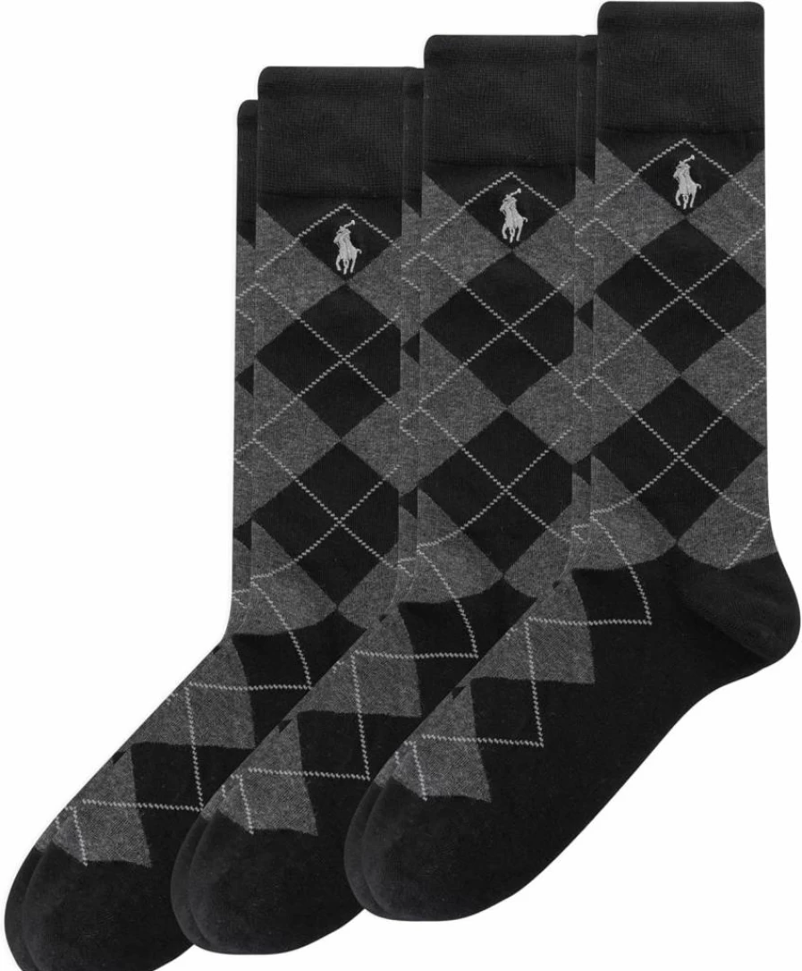 POLO RALPH LAUREN Men's Dress Socks 3-Pack - Super Soft Birdseye Cotton, Embroidered Pony Logo, Reinforced Heel & Toe