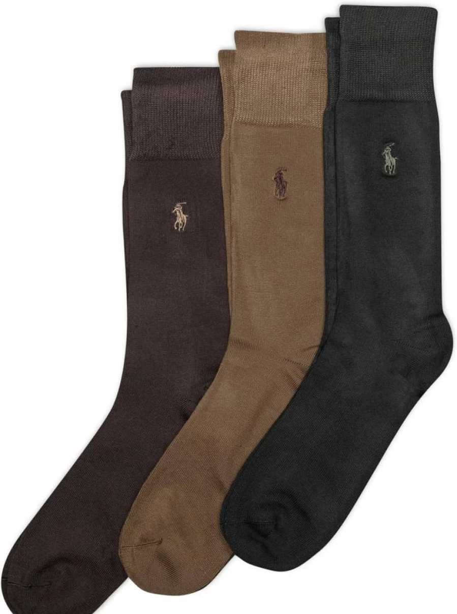 POLO RALPH LAUREN Men's Dress Socks 3-Pack - Super Soft Flat Crew Socks with Heel & Toe Reinforcement for Comfort & Durability
