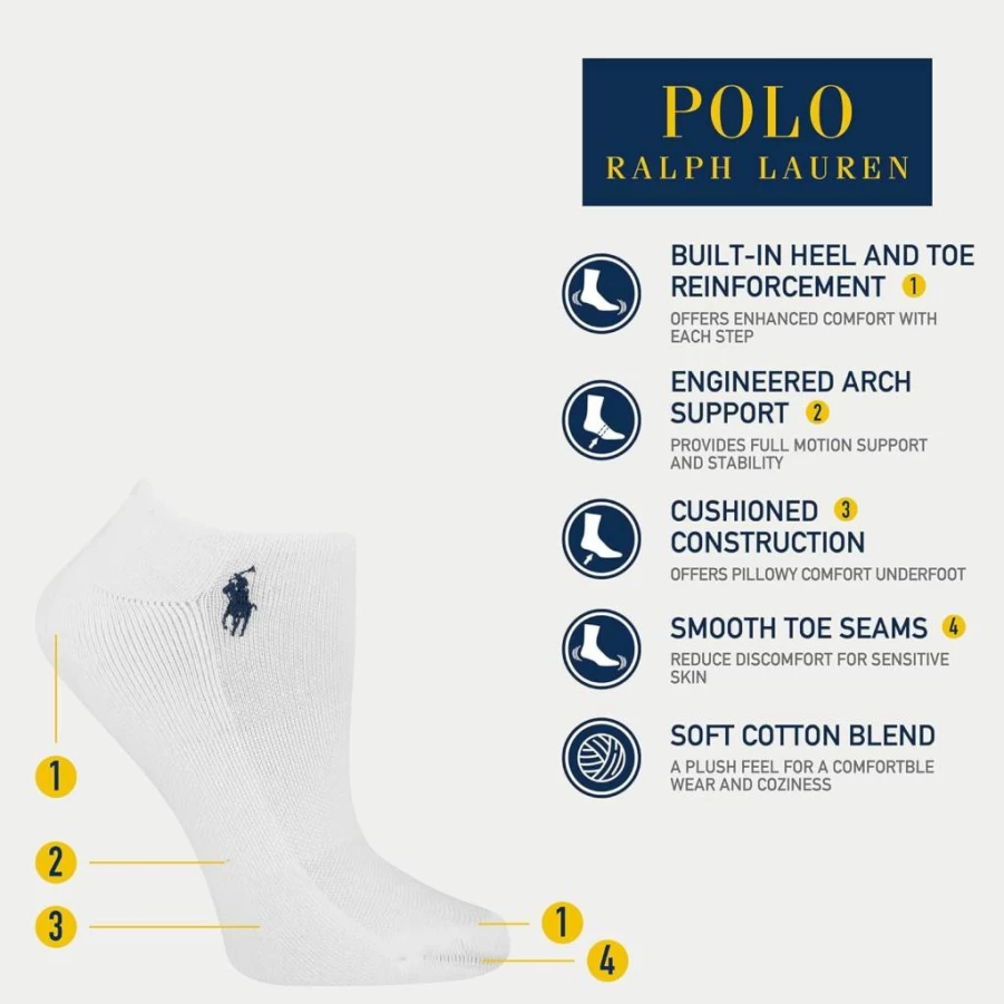 POLO RALPH LAUREN Women's Classic Fit Low-Cut Comfortable Cushion Polo Shirt
