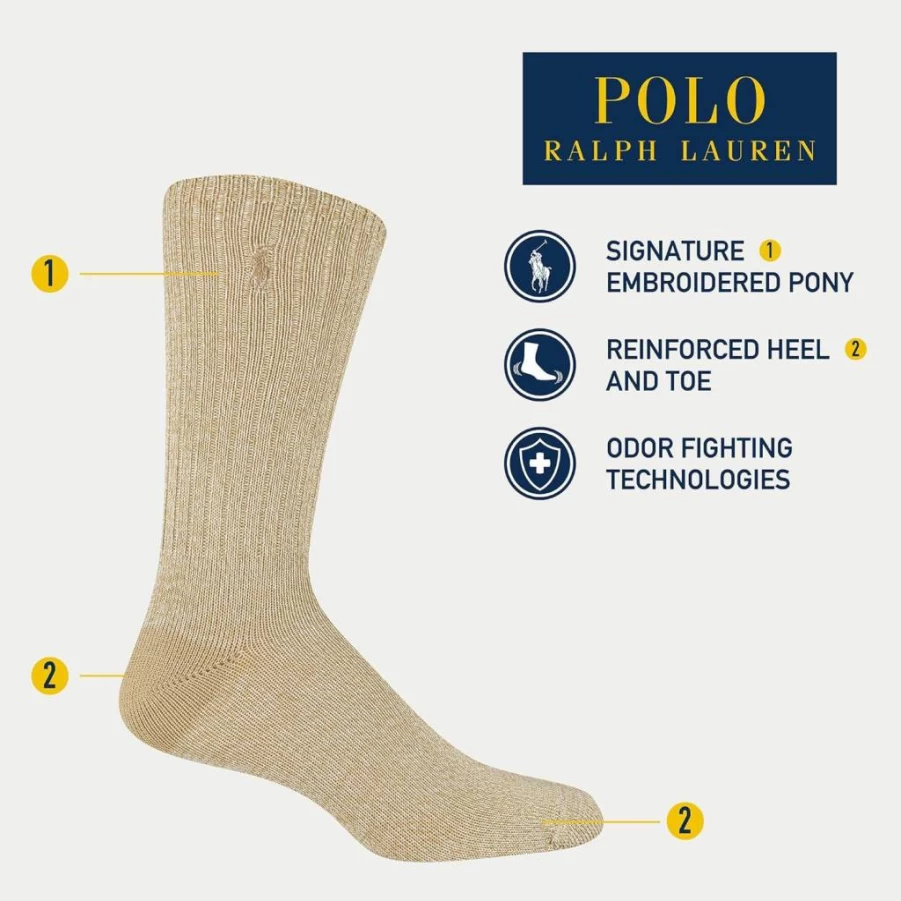 POLO RALPH LAUREN Men's Casual Crew Socks 3-Pack - Super Soft, Reinforced Heel & Toe, Comfortable Everyday Socks