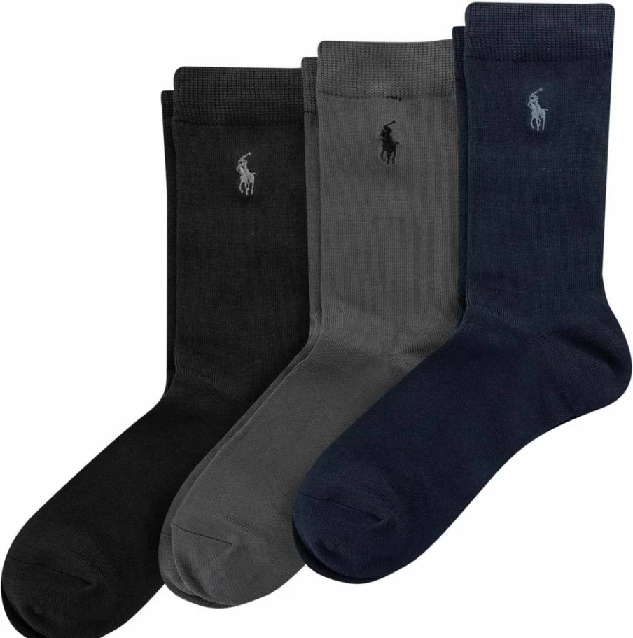 POLO RALPH LAUREN Boys' Dress Socks 3-Pack - Supersoft Crew Socks with Stay-Up Top for Kids