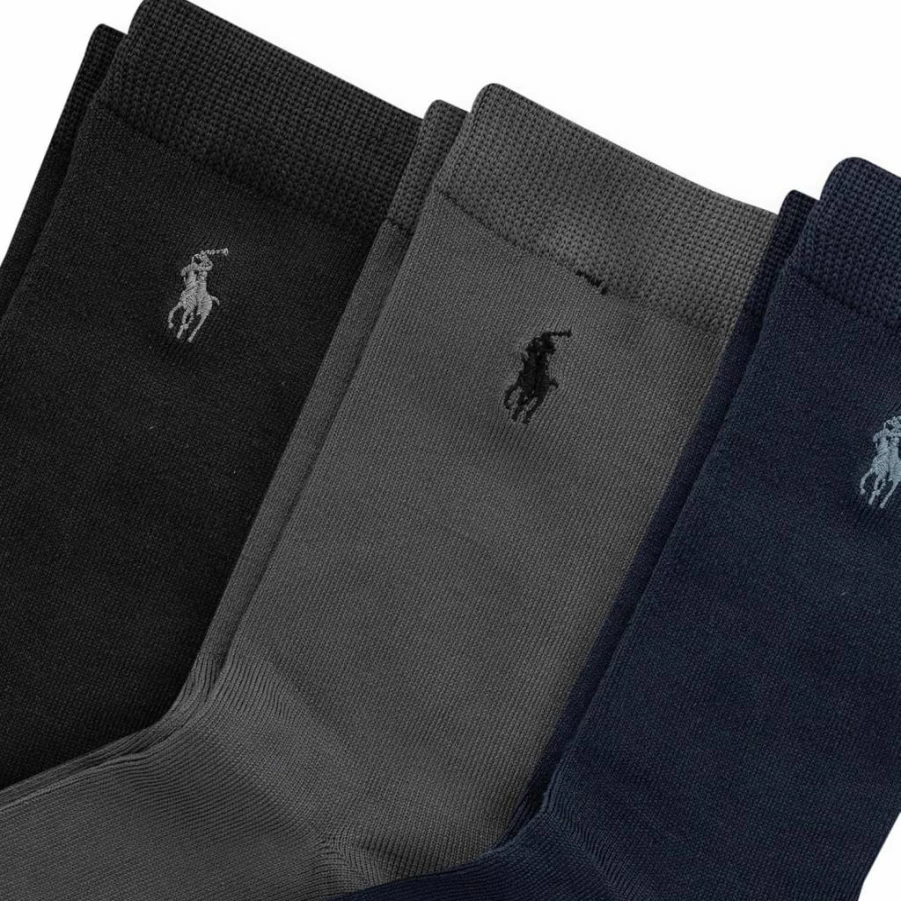 POLO RALPH LAUREN Boys' Dress Socks 3-Pack - Supersoft Crew Socks with Stay-Up Top for Kids